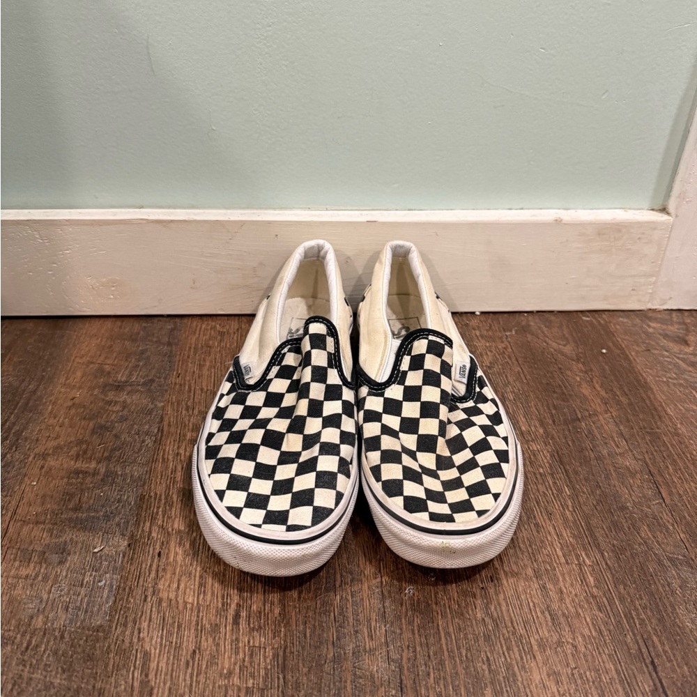 Vans Checkerboard Slip-On Sneakers in Black and White